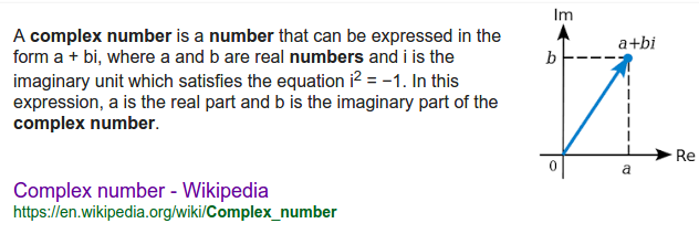 Complex number definition from Wikipedia